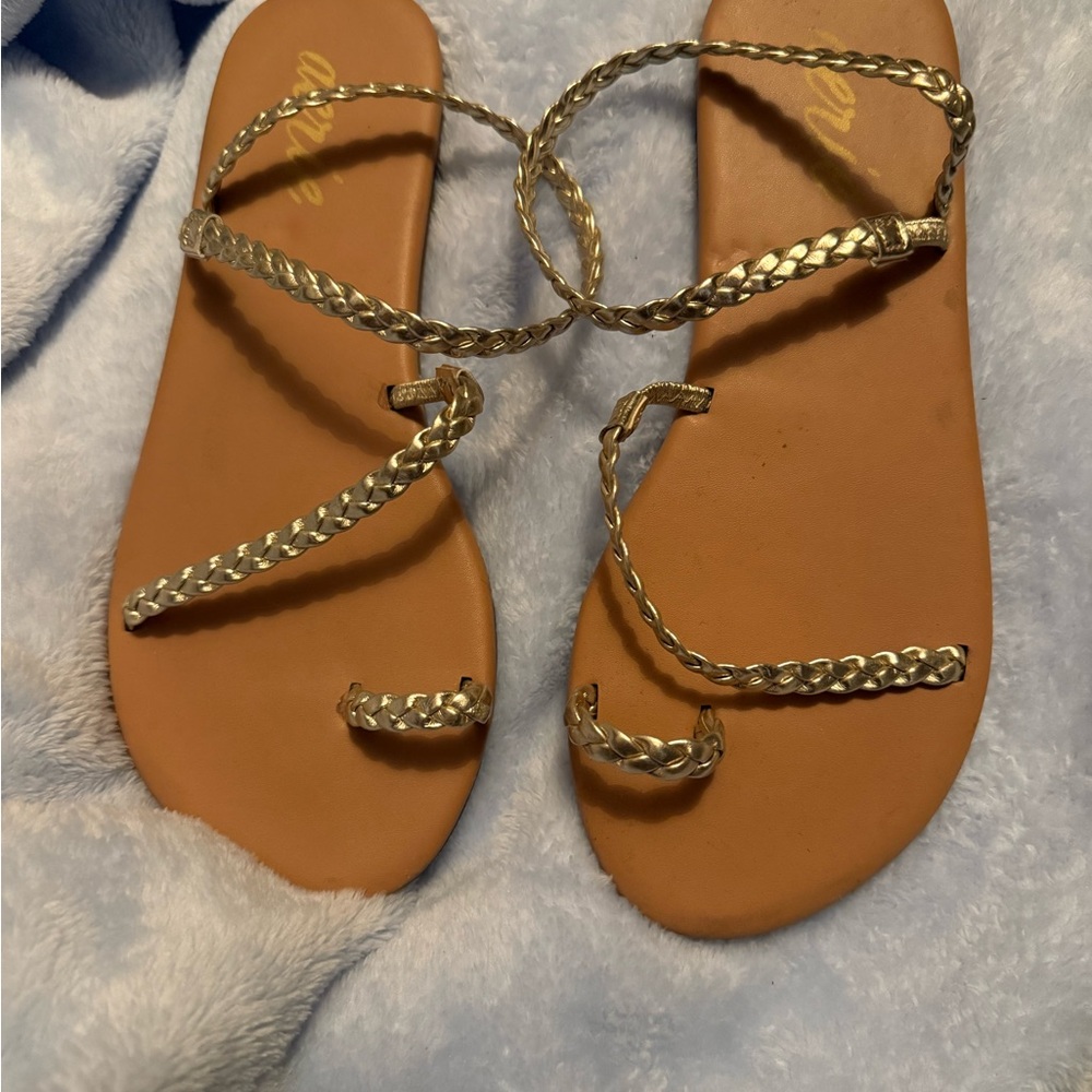 Aerie Gold Braided Sandals